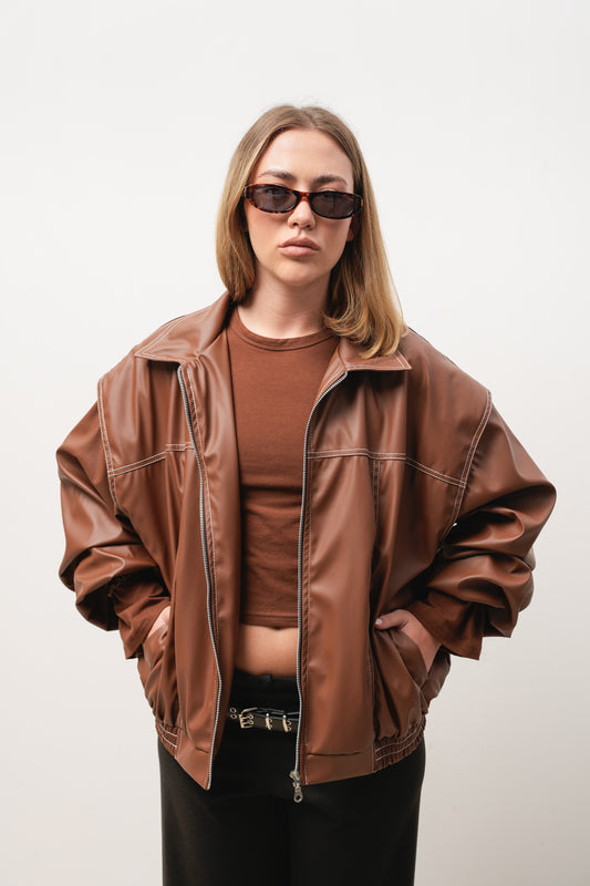 CAMPERA CUERINA MARRÓN