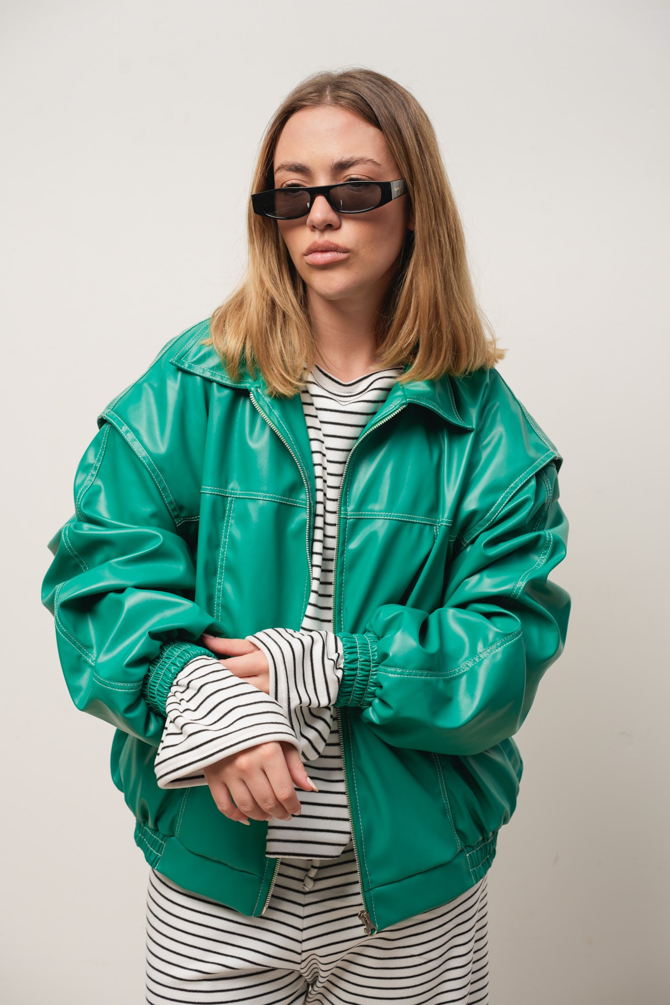 CAMPERA CUERINA VERDE