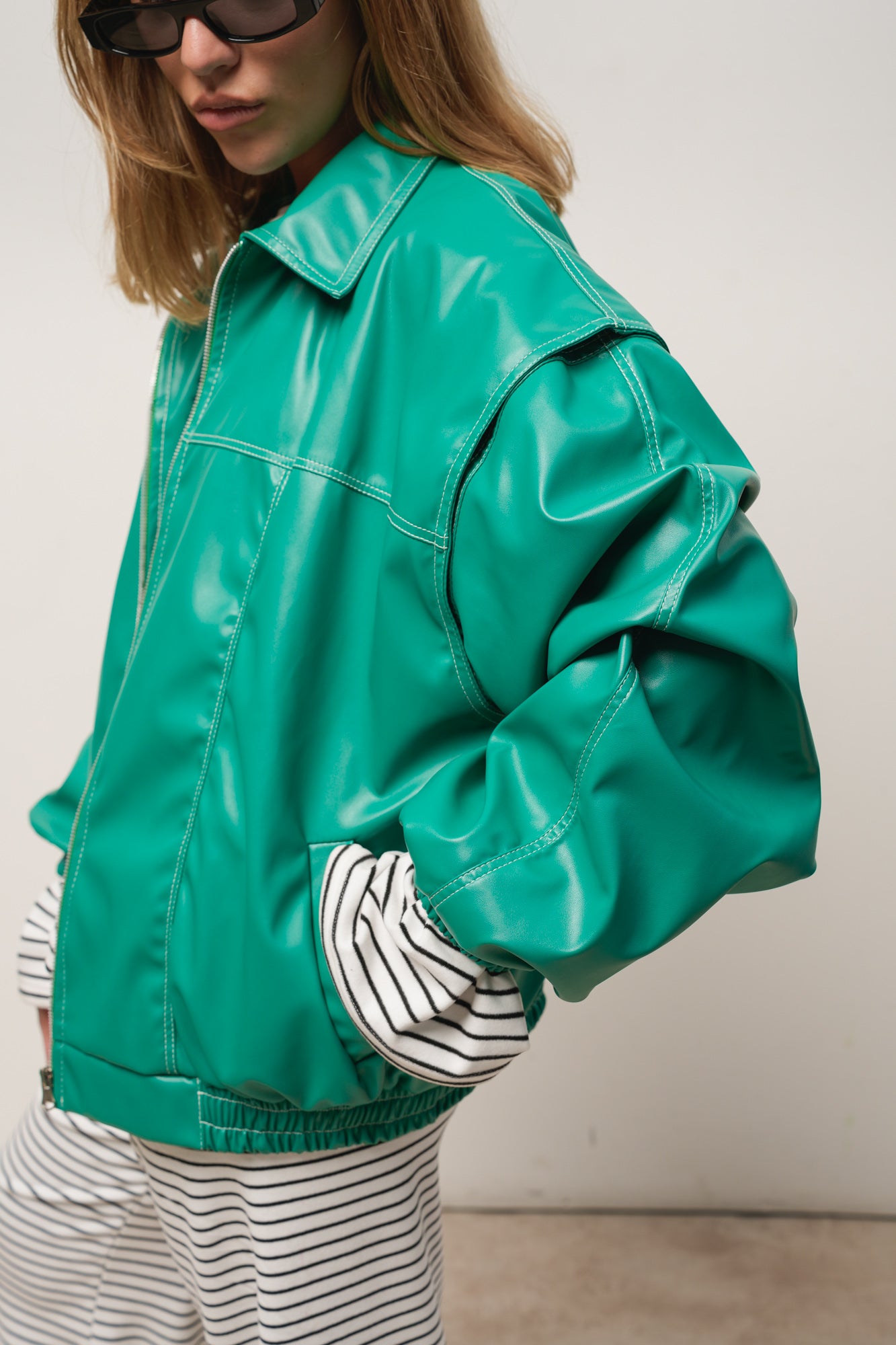 CAMPERA CUERINA VERDE